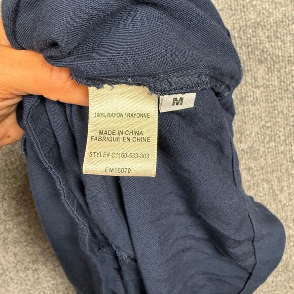 Cloth & Stone Medium Drawstring Romper Button Up Tunic Shirt Black Long Sleeves - Picture 6 of 8